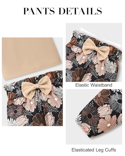 Image of SANMIO Toddler Girl Clothes Cute Ruffle Sleeve Shirt Floral Pants Headband | 3Pcs Fall Winter Outfits Kids Girls Clothing Set 1-6T
