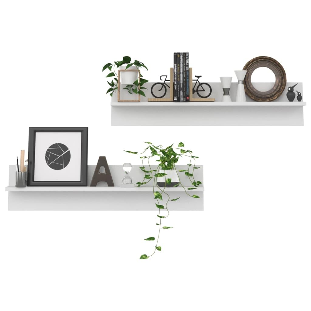 Juego de 2 estanterías de pared, 80 x 11,5 x 18 cm, material de madera, moderno diseño flotante, estantes robustos para pared en el salón, oficina o pasillo