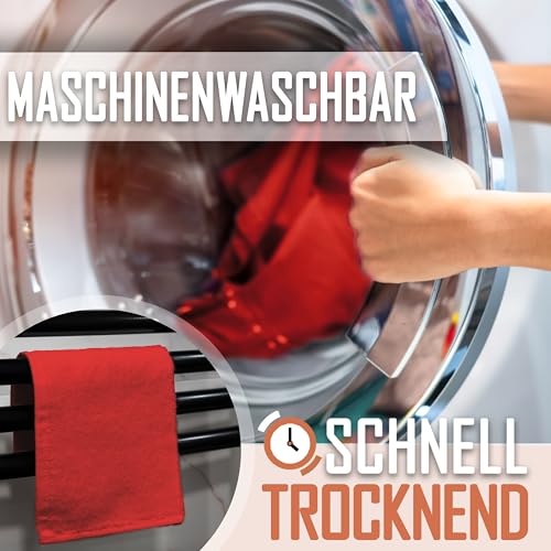 NatureMark 10er Set Frottee Waschlappen – 100% Baumwolle, weich & saugfähig – 30×30 cm, Rot – Ansicht 5
