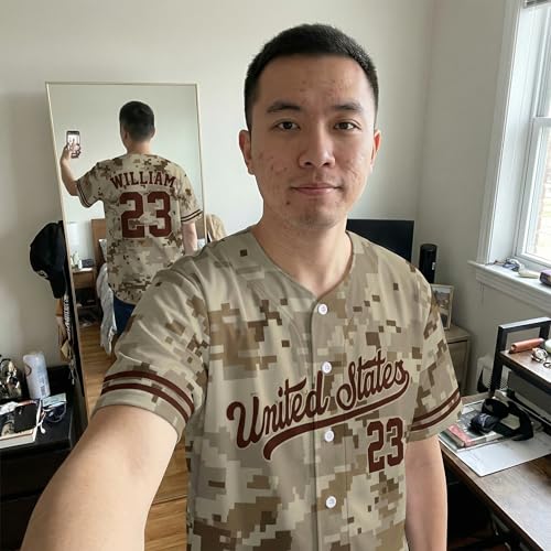 Custom Baseball Jerseys - Personalized Camo Baseball Shirts Name Number Logo - Patriotic US Flag Uniforms for Men Women Youth miniatura 2