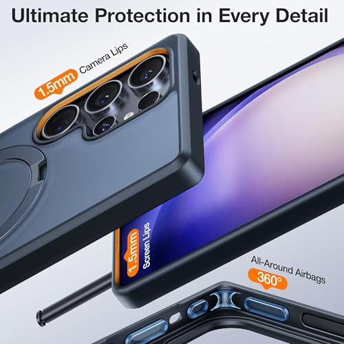 Image of AIBEX Back Cover OStand for Samsung S26 Ultra 5G MagSafe Compatible | Ring Kickstand with Magnetic Alloy Ring Metal | Wireless Charging Support | Scratch Resistant Slim | Armor Protection Case - Black