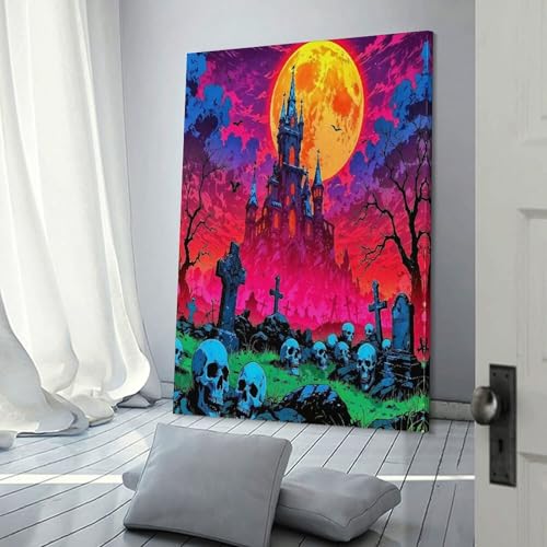 Impression sur toile château du rêve affiche d'Halloween pour habiller un grand couloir