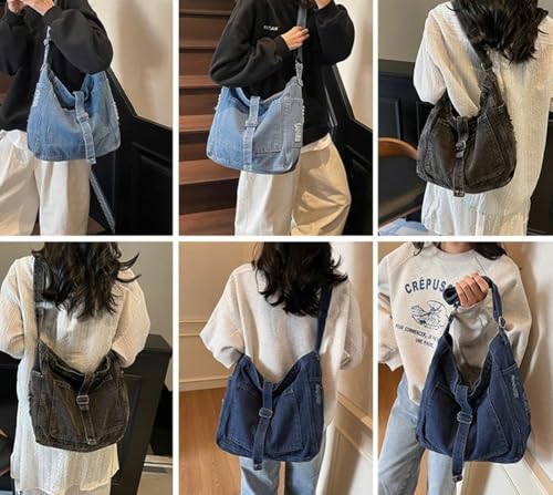 Simple Denim Shoulder Bag Solid Color Stylish Cross Body Bags Outdoor Travel Work Underarm Bag for Women 20252