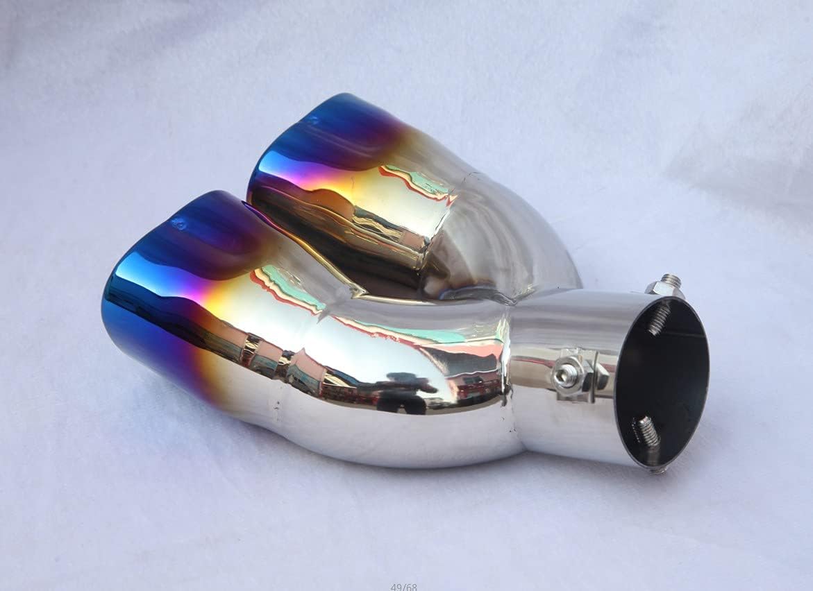 63mm 2.5'' Inlet 185mm 7.2'' Long Car Heart Shape Blue Exhaust Muffler Tip Pipe