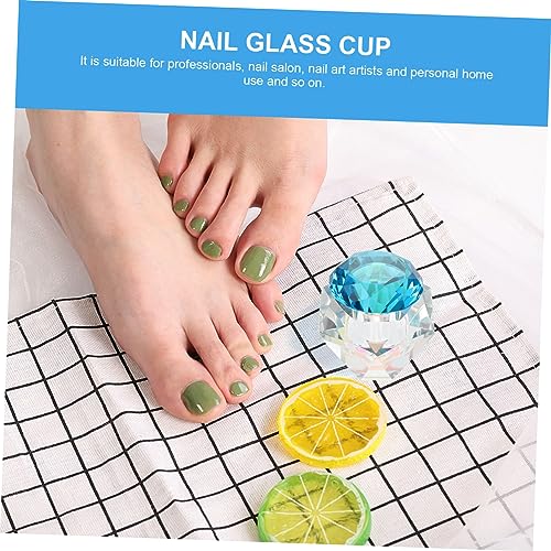 Vaso cristal para arte de uñas con tapa para manicura miniatura 4