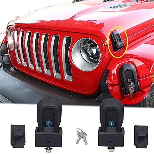 MOCW Updated Material Hood Latches Fit for Jeep Wrangler JL 2018-2021 Anti-Theft Hood Lock Catch Latches Kit 2-Door 4-Door, 1 Pair