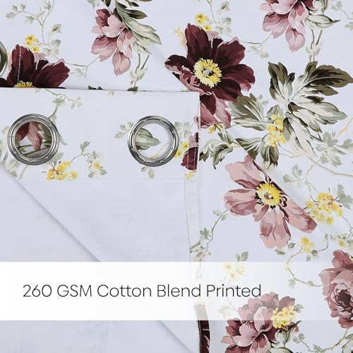Image of haus & kinder Digital Printed Cotton Door Curtain 7 Feet Long Pack of 2 Door Curtains, 7 Feet Curtain for Door (Vintage Blossom, Multicolor 130x213 CM)