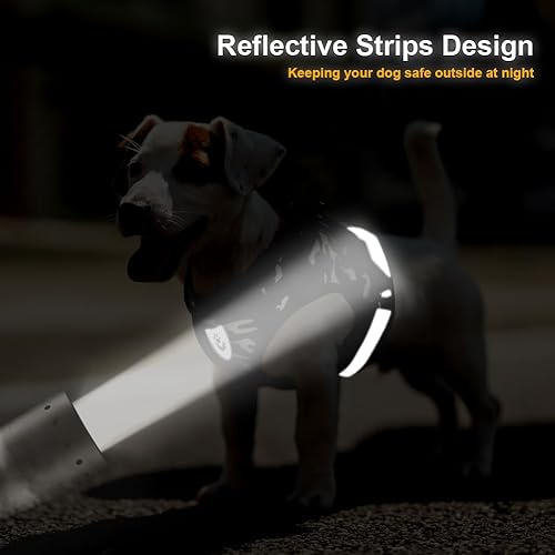 Miniatura 6 de FEimaX Juego de arnés y correa para perro, malla suave, ajustable, fácil de controlar, chaleco ligero para gatos con tiras reflectantes, a prueba de