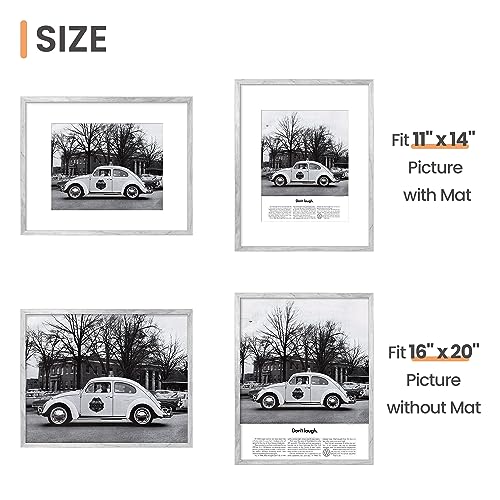 Image of upsimples 16x20 Picture Frame, Display Pictures 11x14 with Mat or 16 x 20 Without, Wall Hanging Poster Frame, Gray, 1 Pack