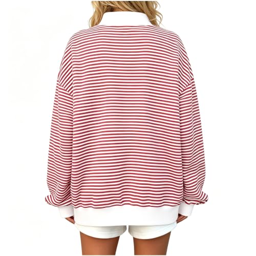 Mock Neck Sweatshirt for Women Striped Oversized Casual Sweat Shirt - image 5