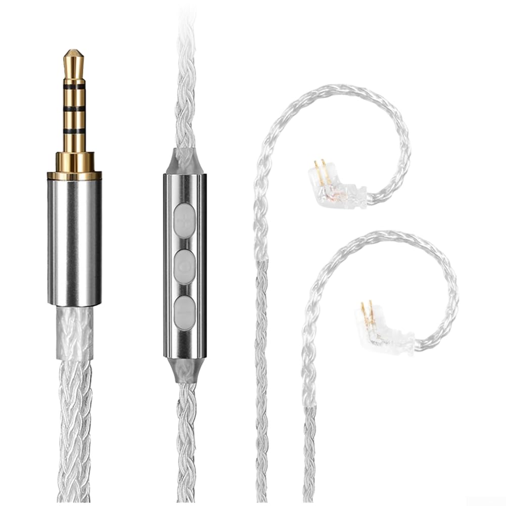 MMCX 0,78 mm IEM-Upgrade-Kabel, versilbertes Kupfer, USB-C-HiFi-Audiokabel mit Mikrofon, Inline-Steuerung für SE215 SE535 Kopfhörer (0,78 Typ-C)