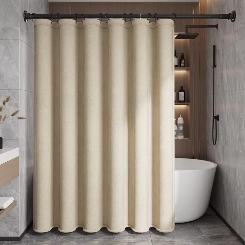 Rideau de douche marron uni en tissu imperméable 140x170cm pour cloison de douche