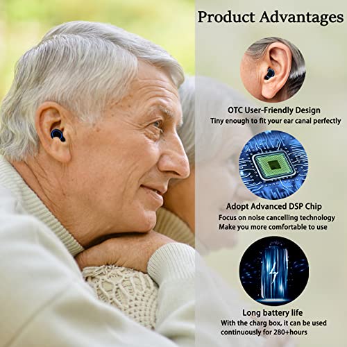 Kibvoe Hearing Aids For Seniors Rechargeable With Noise Cancelling, Digital Devices With 3 Programs 5 Levels Volume For Optimal Hearing Experience, Smart Touch Operation, Nano Otc Hearing Amplifier In-Ear With Tinnitus Masking Mode #TOP1