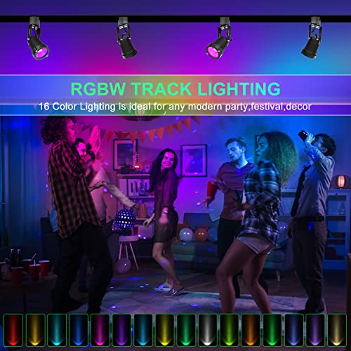 Intwell 12W Rgb Led Track Light Heads,Dimmable Color Changing Track Lighting Head For Accent Task,Retail,Art,Party,Game Room, H Type 120V Multi-Color Rgbw Ceiling Spotlight Halo Type 10 Pack (Black) #TOP1