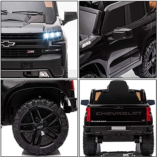 Segmart Electric Cars For Kids Chevrolet Silverado Trail Boss Lt Ride-On Truck Car, 12V Licensed Pickup For Boy & Girl, Electric Vehicles Car With Parental Remote Control, Black #TOP1