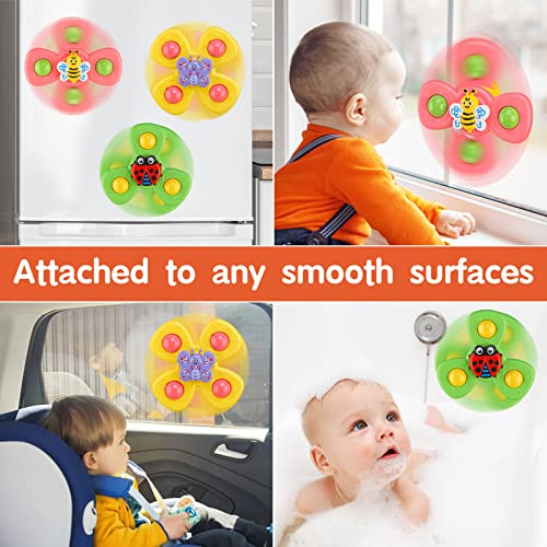 3Pcs Suction Cup Spinner Toys For 1 2 Year Old Boys|Spinning Top Baby 12-18 Months|First Birthday Gifts Girls|Sensory Toddlers 1-3 #TOP2