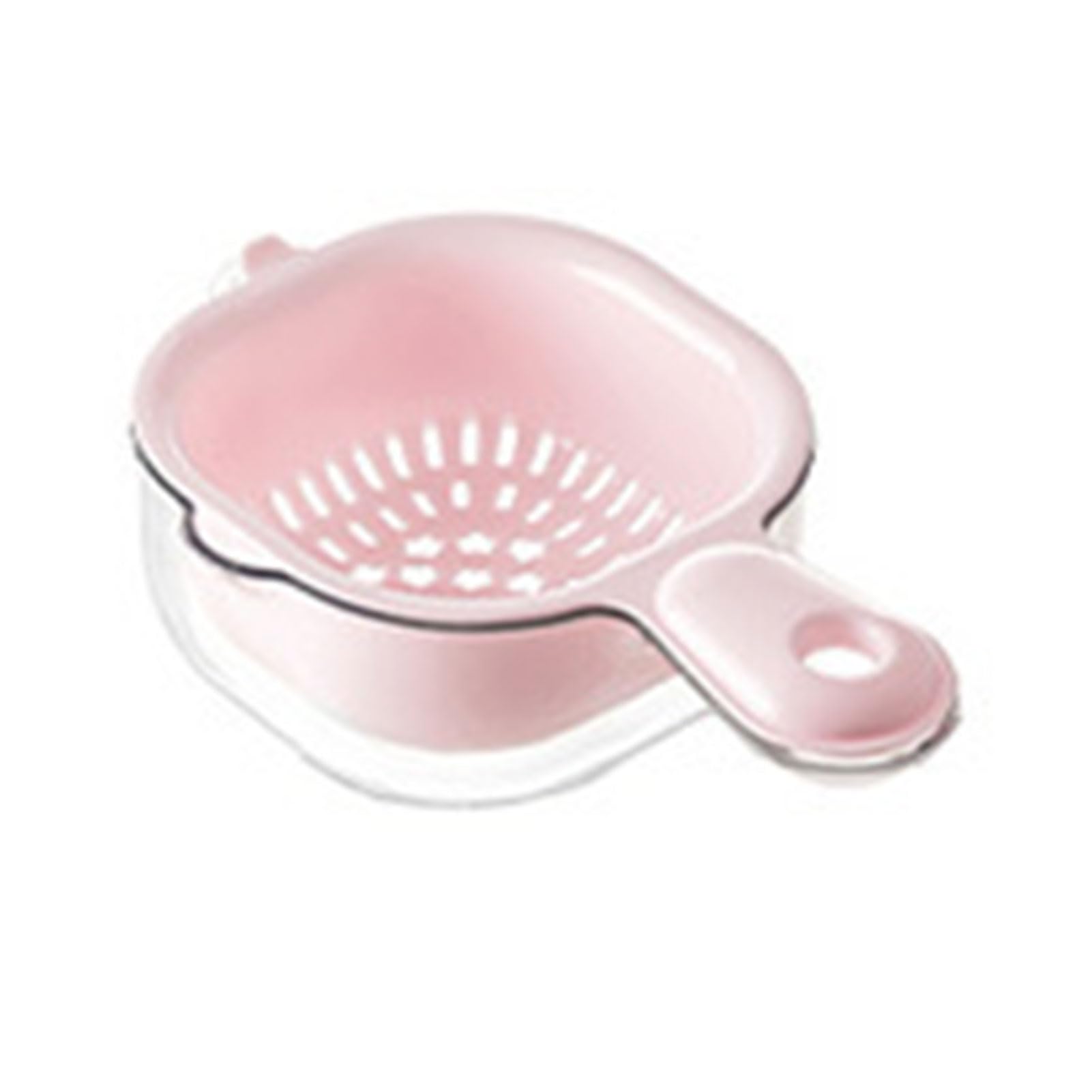 VALINK Small Double Colander with Handle, 2 in 1 Fruit Vegetable Washing Food Strainers, Soak, Wash and Drain Vegetables and Fruit Pink
