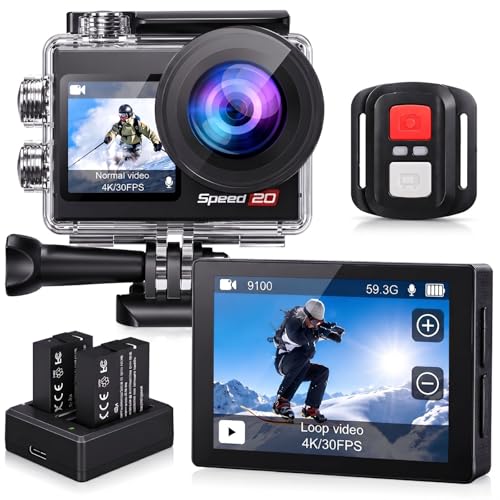 Hiicam Action Camera 4K Waterproof Camera 20MP with Touch Screen Underwater Camera 131FT with EIS...