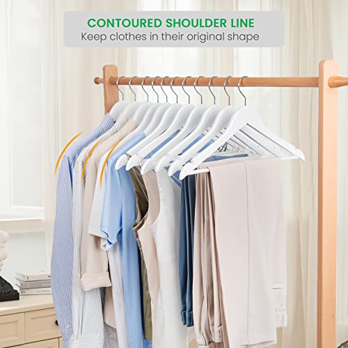Nature Smile White Wooden Coat Hangers 16 Pack Premium Solid Wood Suit Clothes Hangers With Pants Bar #TOP4