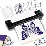 SMOCTAR Tattoo Printer Bluetooth with 10pcs Tattoo Transfer Paper & A4 Thermal Paper, Tattoo Stencil Printer for Artists & Beginners, Inkless Temporary Thermal Machine For Phone, Tablet & PC