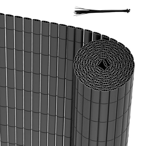 Peviasot PVC Sichtschutzmatte 180x300cm, Winddicht, Balkon Windschutz, dreifach verstärktes Design für Garten Balkon Terrassen, schimmelbeständiger Sichtschutzzaun, mit Spannbändern, grau Peviasot PVC Sichtschutzmatte 180x300cm, Winddicht, Balkon Windschutz, dreifach verstärktes Design für Garten Balkon Terrassen, schimmelbeständiger Sichtschutzzaun, mit Spannbändern, grau