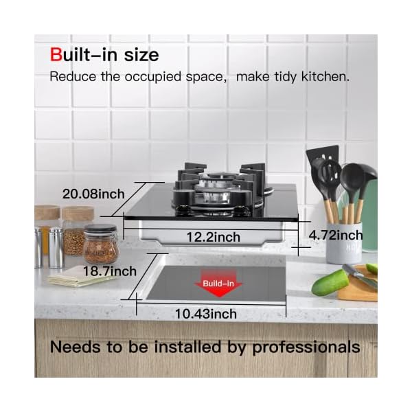 Tempered Glass Gas Cooktop, 12 In Gas Stove Top Gas Cooktop 2 Burners