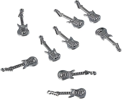 50 colgantes con forma de guitarra, elementos musicales, instrumentos para hacer joyas, manualidades, collares, pulseras, llaveros, accesorios,