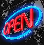 LED Open Sign,Bright Open Sign for Business Window with Remote Control,24x12 inch Large Size,Restaurant,Bar,Retail Shops,Window Storefronts,Salon,12V/2A Power Supply (Blue-Red)