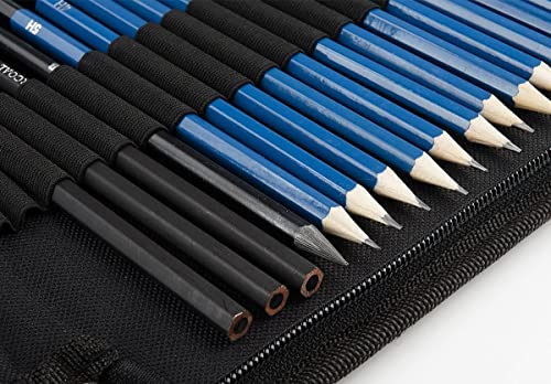 Lightwish Professional Sketch And Drawing Pencil Kit With Graphite Pencils, Charcoal Pencils, Graphite Sticks, Tortillon Blending Tool, 32-Piece All-In-One Artists Art Supplies For Kids, And Adults #TOP4