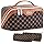 BOYATU Travel Makeup Bag Cosmetic Bags for Women: 3 Pcs Set Large Portable Make up Bag with Handle - Vegan Leather Toiletry Bags with Compartments - Makeup Organizer for Travel Essentials(A-1-Coffee)