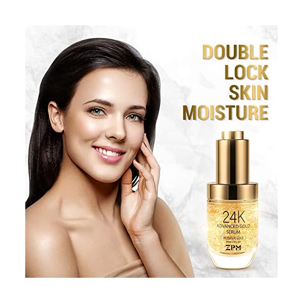 24K Gold Anti Aging Face Serum Moisturizer Enriched with Vitamin C Serum, Hyaluronic Acid, Vitamin E Cream for Day and Night Wrinkle Reduction, Re-Activate Skin Youth (1FL.OZ)