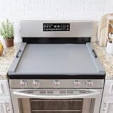 SpaceAid Noodle Board Stove Kitchen Cover with Handles, Top Covers for Gas Burners and Electric Stove, Oven Decor Accessories Wood Tray for Countertop, Gray Bamboo