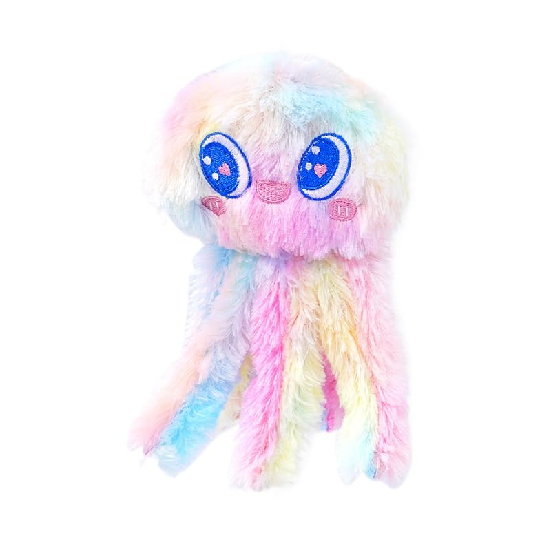 DAFORERAL Plüsch Quallen Hundespielzeug mit Quietscher und Knistern, kaufestes interaktives Spielzeug für mittelgroße und große Hunde, 5,1 x 8,3 Zoll (V1)