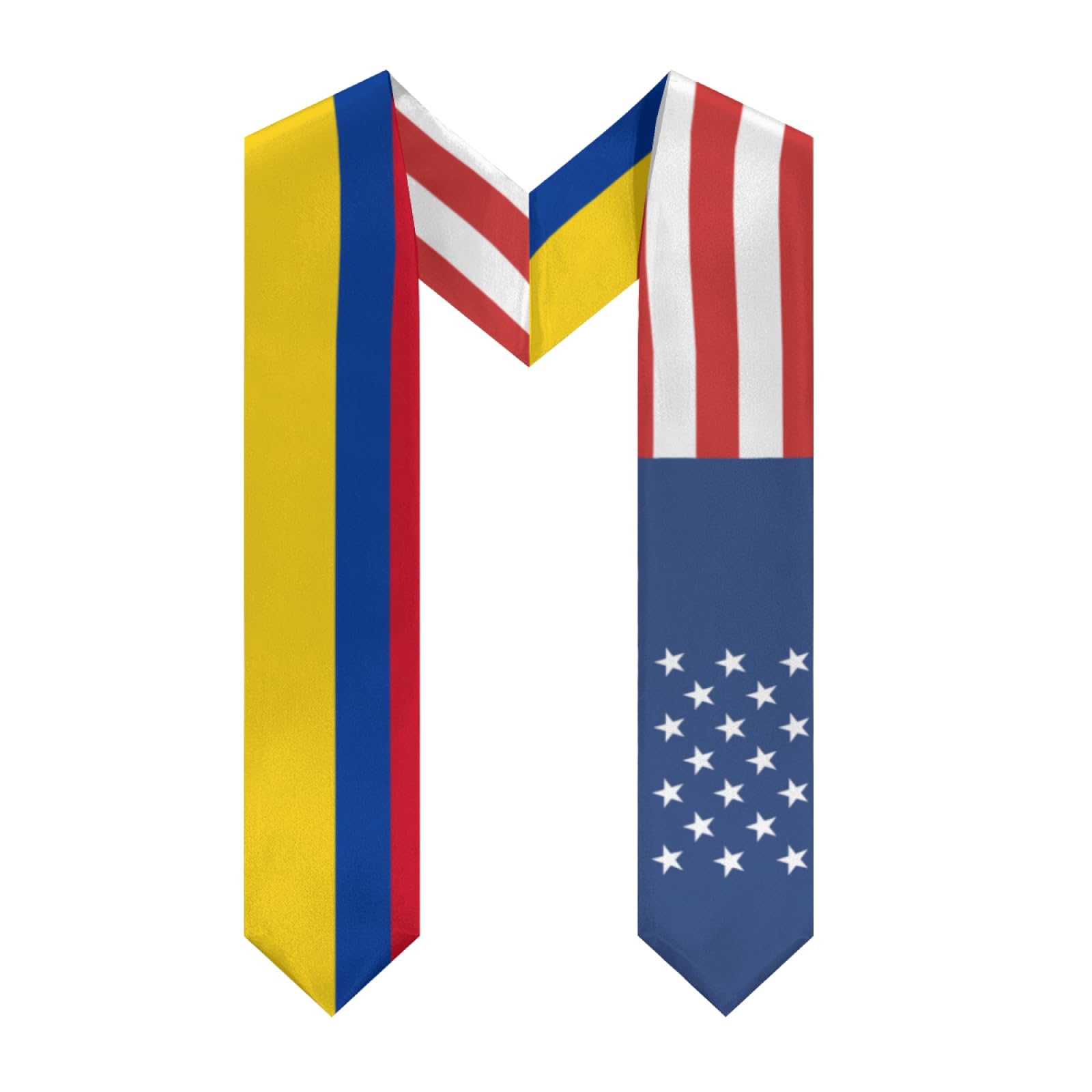 America Colombia Colombian Flag Graduation Stole Sash Shawl for Men Women Thickened V-Neck Scarf for International Students Teachers Study Aboard Graduate Gift 72 inches Unisex