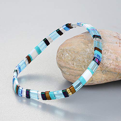 Image of KELITCH Women Stretch Bracelets Mixed Tila Seed Beaded Bracelets Lucky Jewelry for Women Lovers