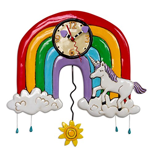 Allen Designs "Rainbows & Unicorns" Whimsical Pendulum Wall Clock #TOP11