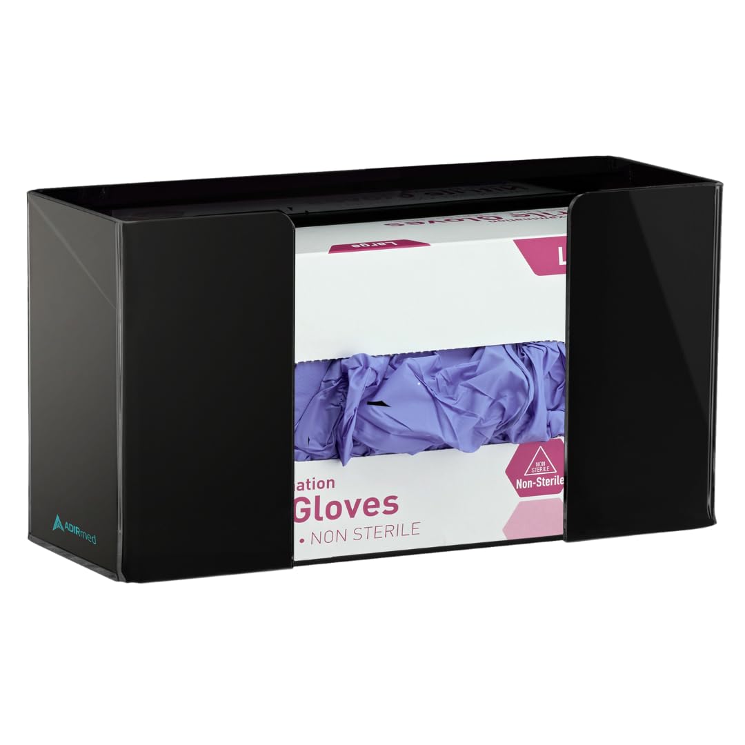 Adir Glove Holder for Wall Mount – Acrylic Glove Dispenser Station for Tissue Box, Disposable Rubber Gloves Face Masks - Medical Glove Organizer for