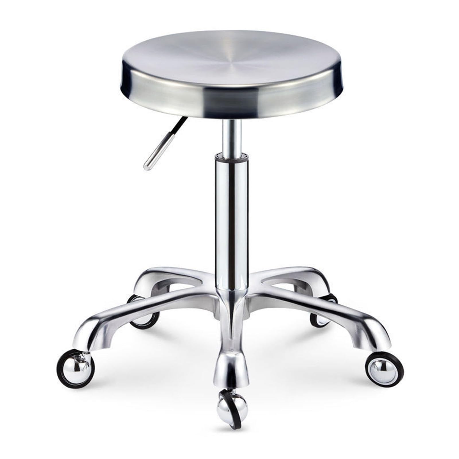 Rollhocker aus Edelstahl, robust, für Labor, Büro, Barbier, Küche, Geschäft