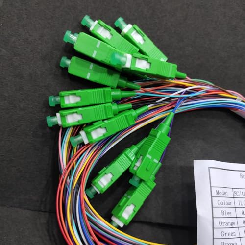 Image of SC Single Mode Fiber Optic Pigtail 1.5 Meter 0.9mm | Green Connector | Low Insertion Loss | FTTH /ODF Use | With Test Report (Pack of 12)