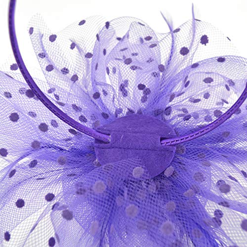 Image of DRESHOW Fascinators Hat Flower Mesh Ribbons Feathers on a Headband and a Clip Tea Party Headwear for Girls and Women
