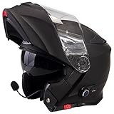 Viper RS-V171 Blinc Bluetooth + 3.0 Fullface Helm Klapphelm Motorrad Helm Roller mit Doppelvisier Motorradhelm Damen und Herren Integralhelm ACU Gold gestempelt Mattschwarz M (57-58cm)