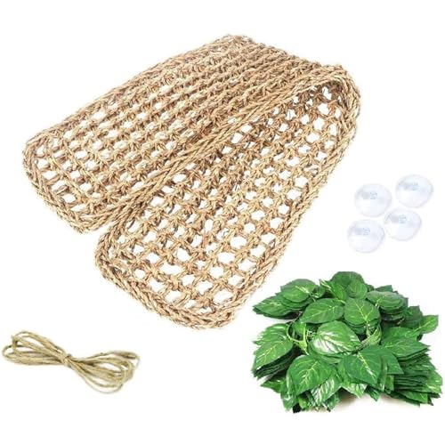 kathson Reptile Lizard Bearded Dragon Hammock Reptile Lounger Hermit Crab Climbing Toys Tank Accessories for Habitats 100% Natural Grass Fibers Hammock Bed for Geckos