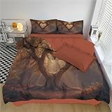 DESIGNS VARIÉS ET RÉVERSIBLES: Le Parure de Lit une face met en valeur la beauté du Arbre Ancien Romantique En Forme De Cœur , tandis que l’autre offre un coloris uni élégant. Grâce à son design réversible, vous pouvez facilement changer de style selon vos envies. Alternez les deux côtés pour créer une ambiance unique, selon votre humeur ou à la saison, et transformez votre espace en un véritable havre de paix.