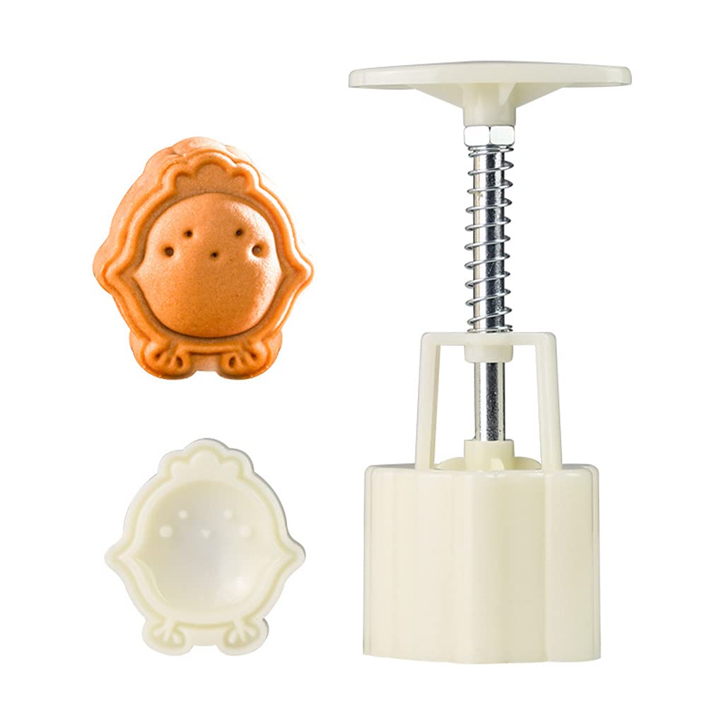OTGO 3D Mooncake Mold Set 50g - Chick Pattern Shaped - Hand-pressure Moon Cake Maker Cookie Stamps for Mid-Autumn Festival