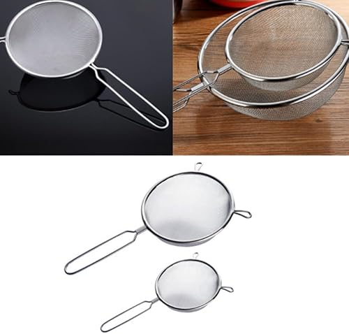 Miniatura 8 de Lurrose Colador de malla de acero inoxidable, colador de malla fina con asa, coladores de cocina, malla de acero inoxidable, colador de tamiz de
