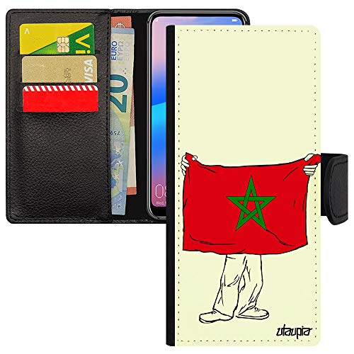 Coque Samsung S21 Ultra portefeuille simili cuir porte-carte drapeau Maroc