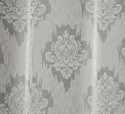 Image of Yarnis Polyester Damas Printed Room Darkening Curtains 9 Feet Long for Door & Windows Living Room, Grey, Parda, 1 Piece