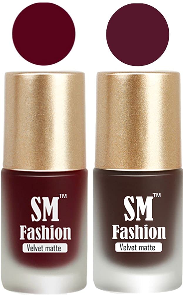 SM FASHION Nail Polishes, Maroon-Dark Wine Velvet Matte Nail Paint Combo Set of 2 Pcs 7ml each-image-22