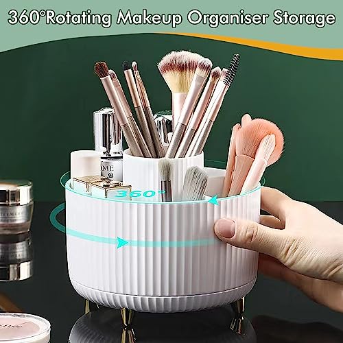 Top-spring 360° Rotating Makeup Organiser, Spinning Makeup Brush Holder with Anti-slip Mat - Image 2