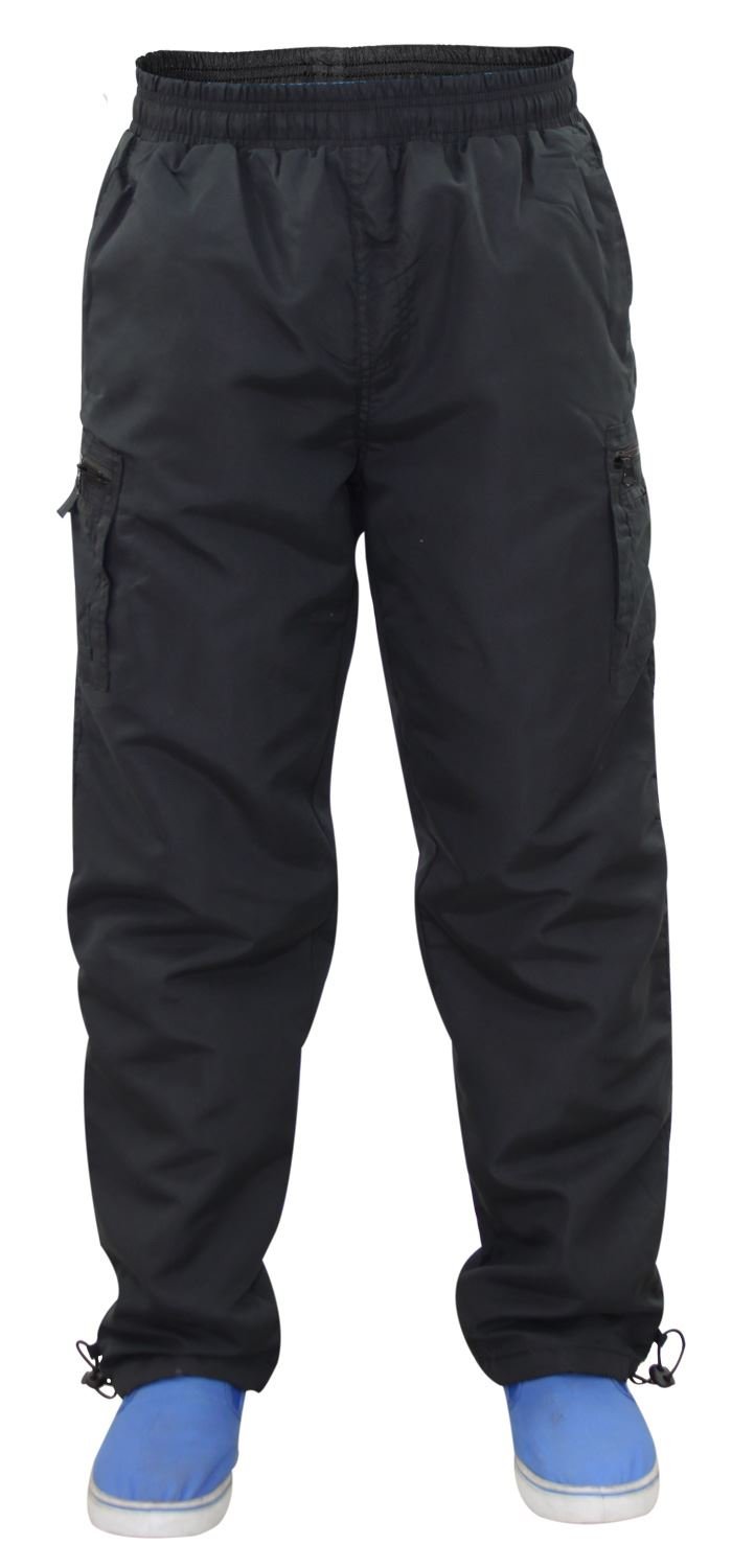 MENS CARGO THERMAL FLEECE LINED COMBAT PANTS TROUSER JOGGING BOTTOMS JOGGERS[Black,XXL]